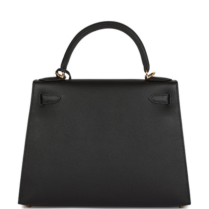 Hermes Kelly 28 Sellier Black Epsom Gold Hardware