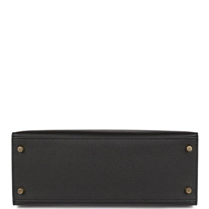 Hermes Kelly 28 Sellier Black Epsom Gold Hardware
