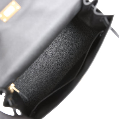 Hermes Kelly 28 Sellier Black Epsom Gold Hardware