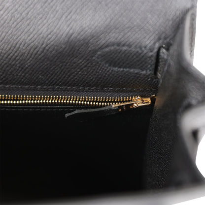 Hermes Kelly 28 Sellier Black Epsom Gold Hardware