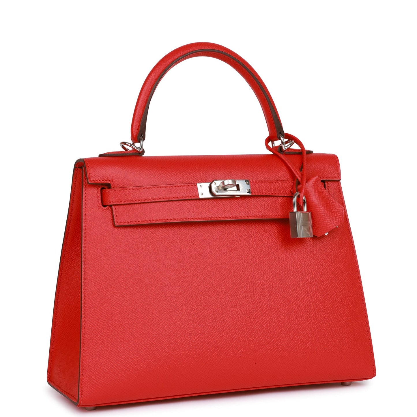 Hermes Kelly 25 Sellier Rouge de Coeur Verso Epsom Palladium Hardware