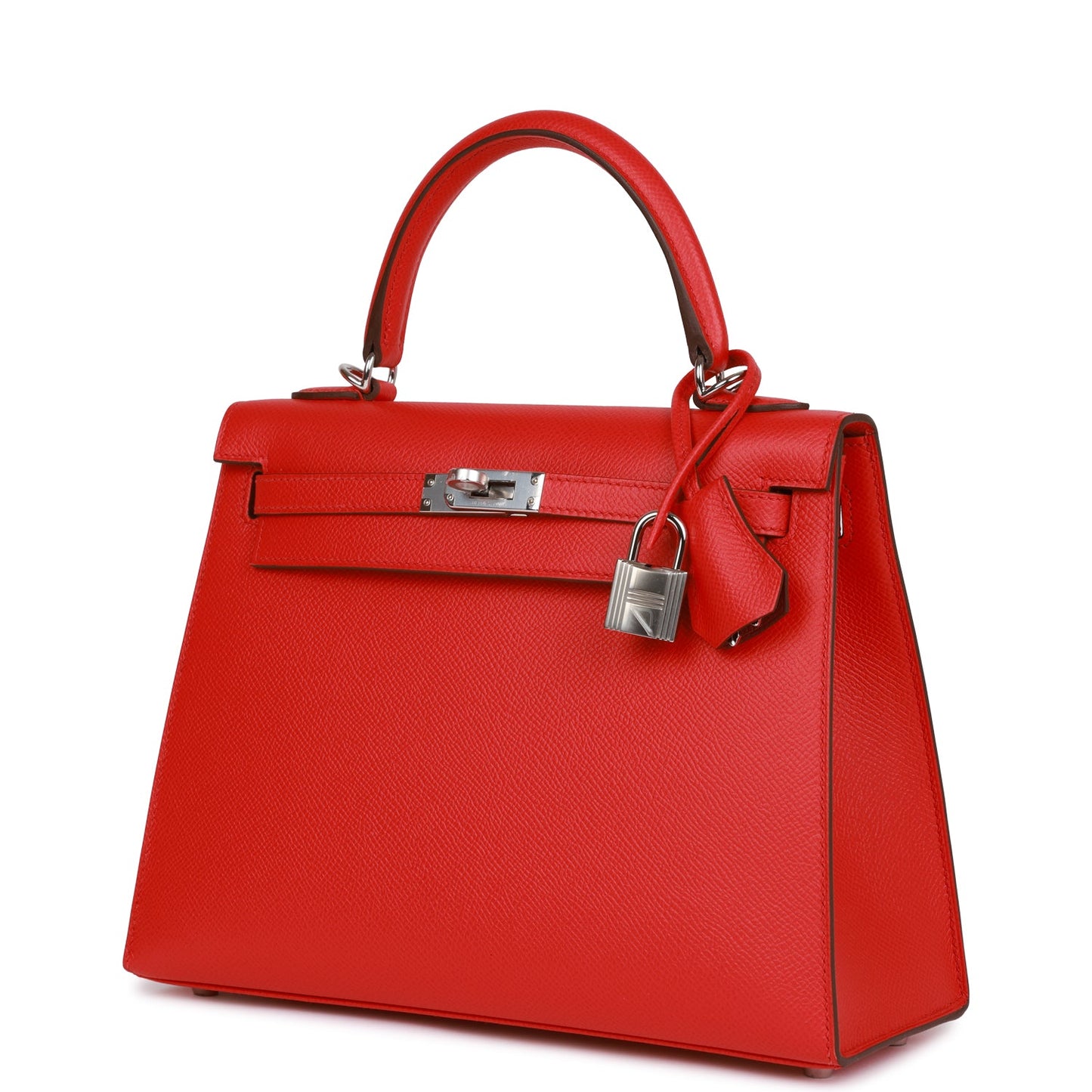 Hermes Kelly 25 Sellier Rouge de Coeur Verso Epsom Palladium Hardware