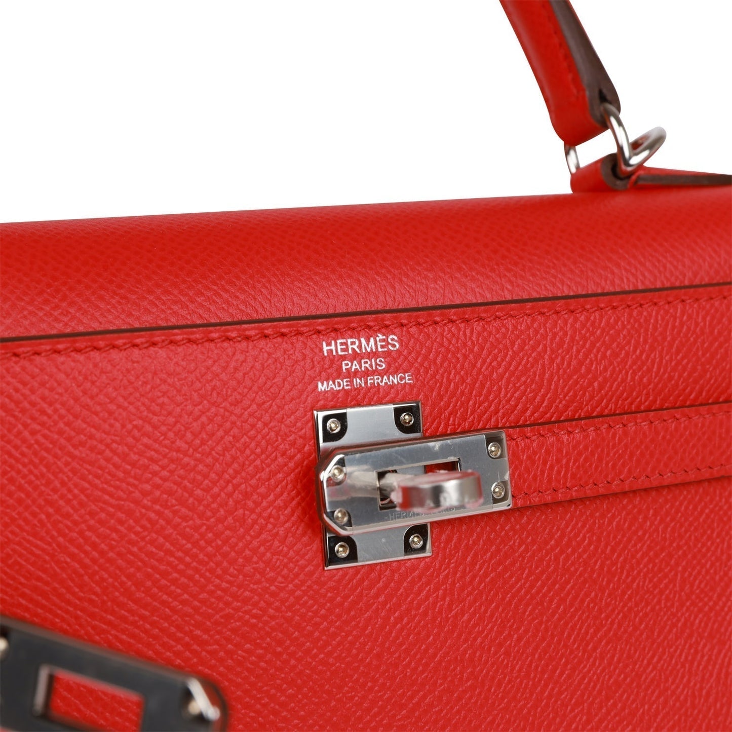 Hermes Kelly 25 Sellier Rouge de Coeur Verso Epsom Palladium Hardware
