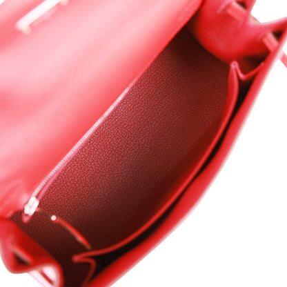 Hermes Kelly 25 Sellier Rouge de Coeur Verso Epsom Palladium Hardware