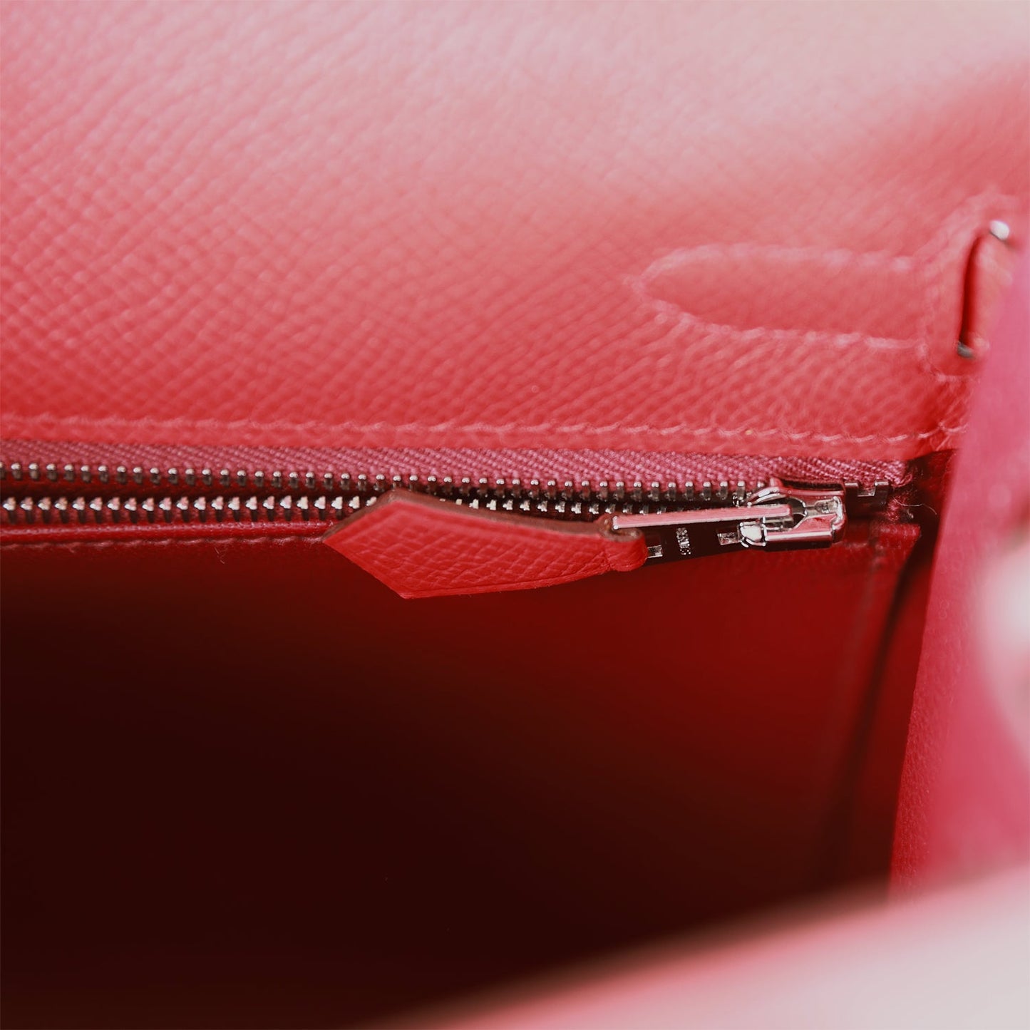 Hermes Kelly 25 Sellier Rouge de Coeur Verso Epsom Palladium Hardware