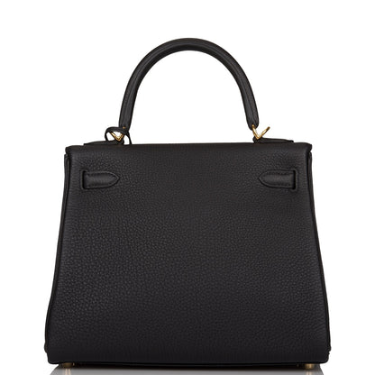 Hermes Kelly 25 Retourne Black Togo Gold Hardware