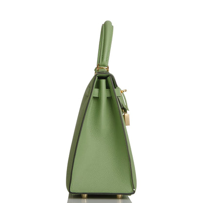 Hermes Kelly 25 Sellier Vert Criquet Epsom Gold Hardware