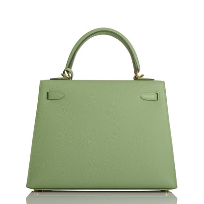 Hermes Kelly 25 Sellier Vert Criquet Epsom Gold Hardware