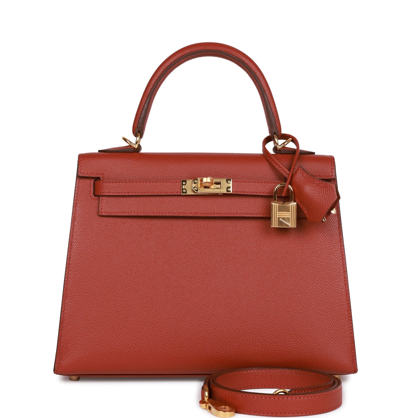 Hermes Kelly 25 Sellier Rouge Venetian Epsom Gold Hardware