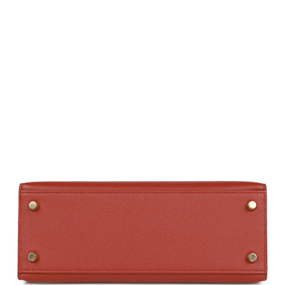 Hermes Kelly 25 Sellier Rouge Venetian Epsom Gold Hardware