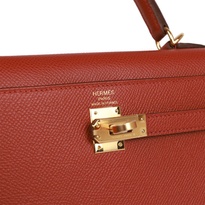 Hermes Kelly 25 Sellier Rouge Venetian Epsom Gold Hardware