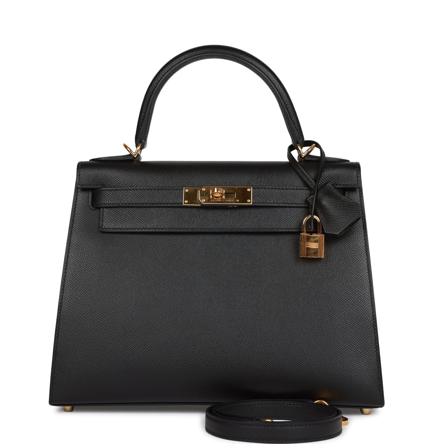 Hermes Kelly 28 Sellier Black Epsom Gold Hardware