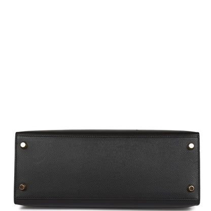 Hermes Kelly 28 Sellier Black Epsom Gold Hardware