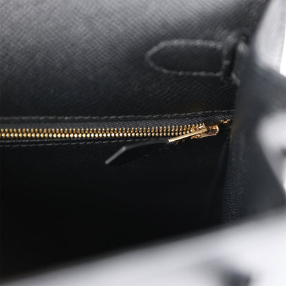Hermes Kelly 28 Sellier Black Epsom Gold Hardware