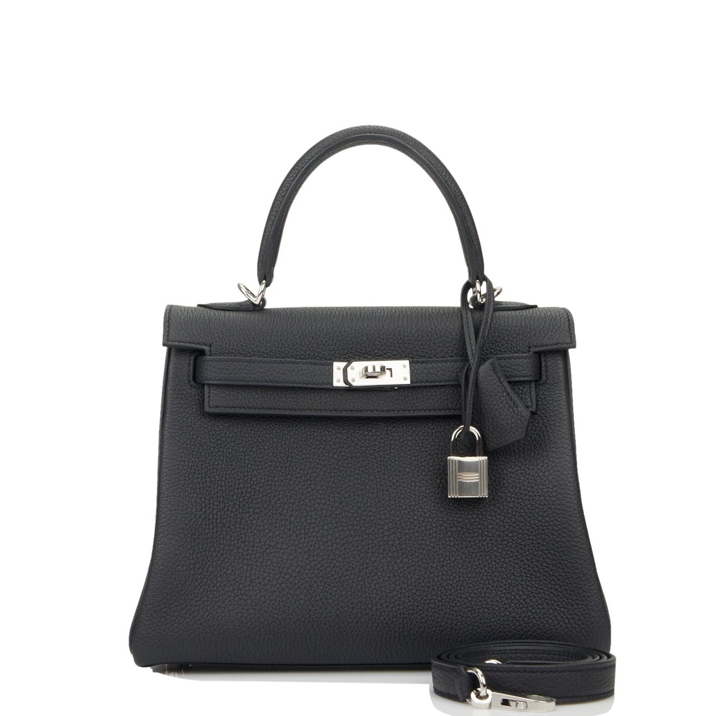 Hermes Kelly 25 Retourne Black Togo Palladium Hardware