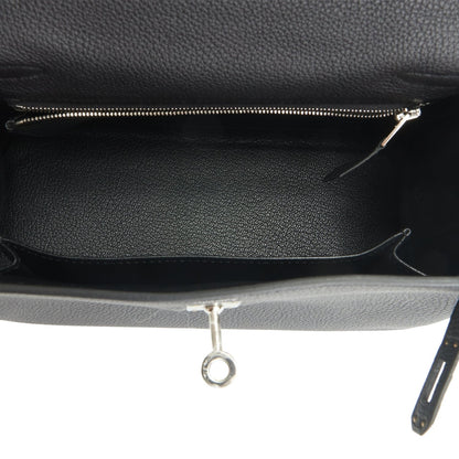 Hermes Kelly 25 Retourne Black Togo Palladium Hardware