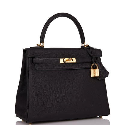 Hermes Kelly 25 Retourne Black Togo Gold Hardware