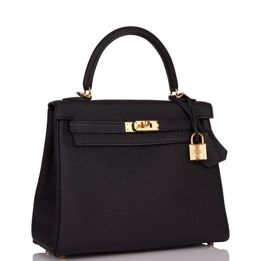 Hermes Kelly 25 Retourne Black Togo Gold Hardware