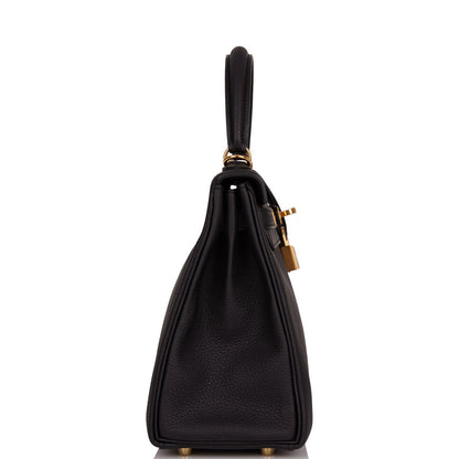 Hermes Kelly 25 Retourne Black Togo Gold Hardware