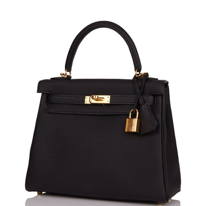 Hermes Kelly 25 Retourne Black Togo Gold Hardware