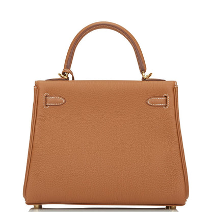 Hermes Kelly 25 Retourne Gold Togo Gold Hardware