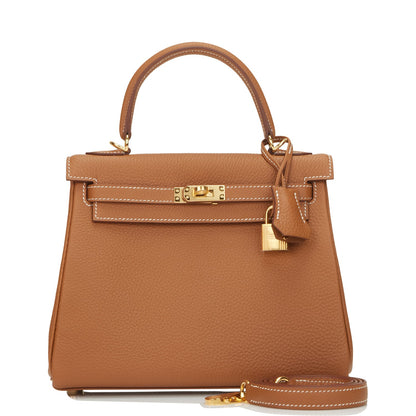 Hermes Kelly 25 Retourne Gold Togo Gold Hardware