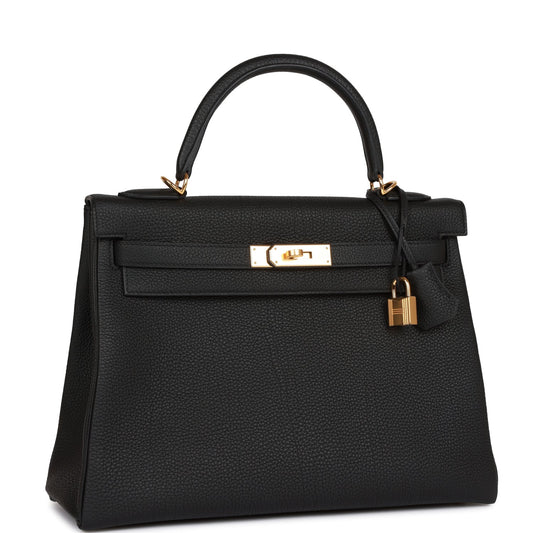 Hermes Kelly 32 Retourne Black Togo Gold Hardware