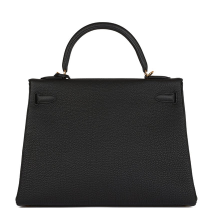 Hermes Kelly 32 Retourne Black Togo Gold Hardware