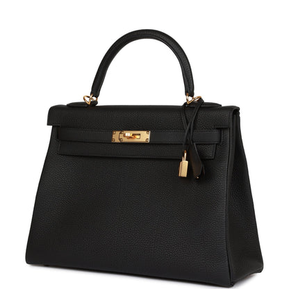 Hermes Kelly 32 Retourne Black Togo Gold Hardware