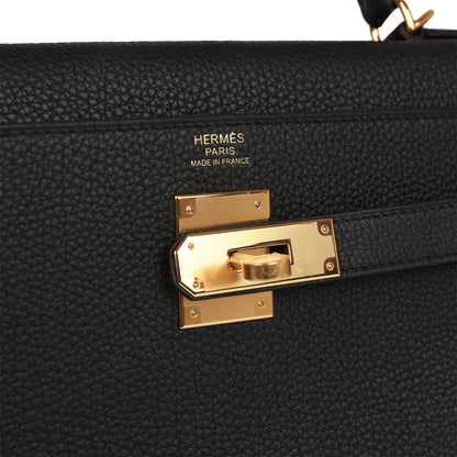 Hermes Kelly 32 Retourne Black Togo Gold Hardware