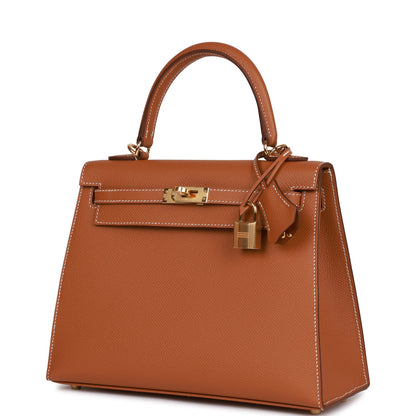 Hermes Kelly 25 Sellier Gold Epsom Gold Hardware
