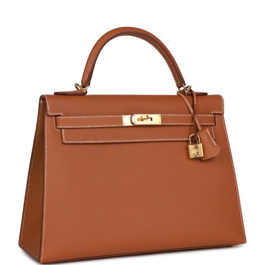 Hermes Kelly 32 Sellier Gold Epsom Gold Hardware