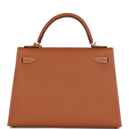 Hermes Kelly 32 Sellier Gold Epsom Gold Hardware