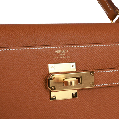 Hermes Kelly 32 Sellier Gold Epsom Gold Hardware