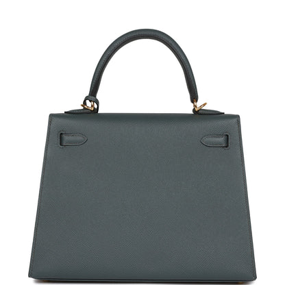 Hermes Kelly 25 Sellier Bleu Orage Epsom Gold Hardware