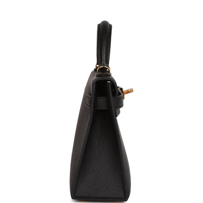 Hermes Kelly 20 Sellier Black Epsom Gold Hardware