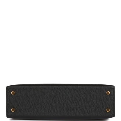 Hermes Kelly 20 Sellier Black Epsom Gold Hardware