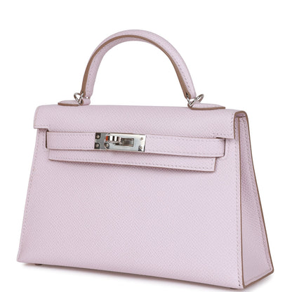 Hermes Kelly 20 Sellier Mauve Pale Epsom Palladium Hardware