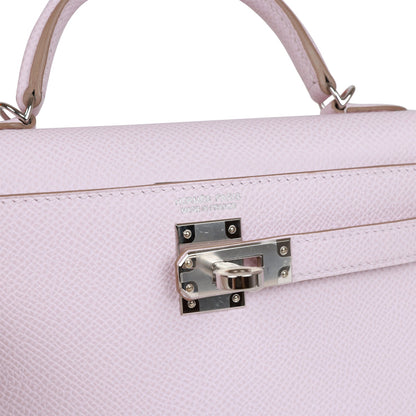 Hermes Kelly 20 Sellier Mauve Pale Epsom Palladium Hardware