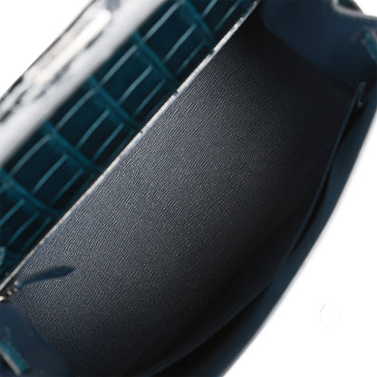 Hermes Kelly 28 Sellier Tri-color Black, Vert Rousseau and Vert Bosphore Shiny and Matte Alligator Palladium Hardware
