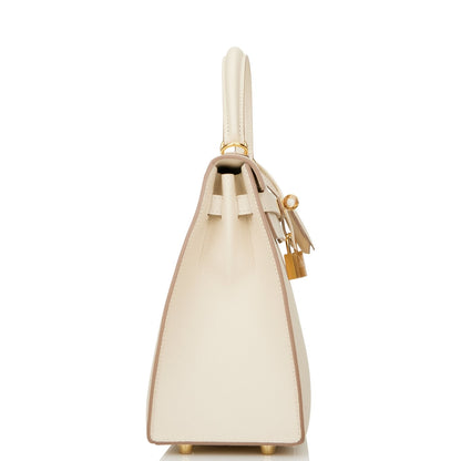 Hermes Kelly 25 Sellier Craie Epsom Gold Hardware