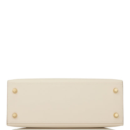 Hermes Kelly 25 Sellier Craie Epsom Gold Hardware
