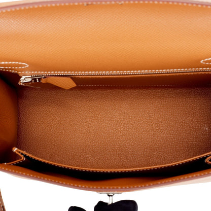 Hermes Kelly 25 Sellier Gold Epsom Palladium Hardware