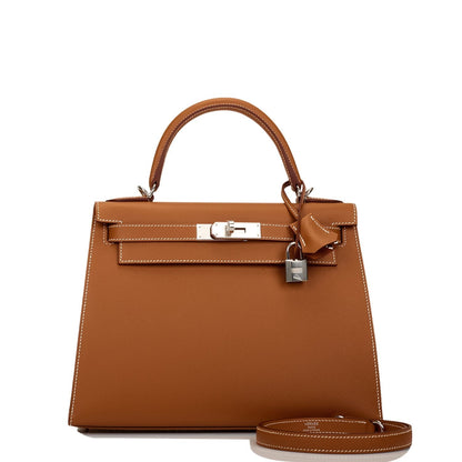 Hermes Kelly 28 Sellier Gold Epsom Palladium Hardware