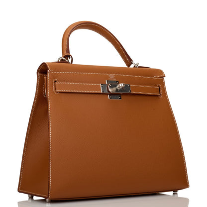 Hermes Kelly 28 Sellier Gold Epsom Palladium Hardware
