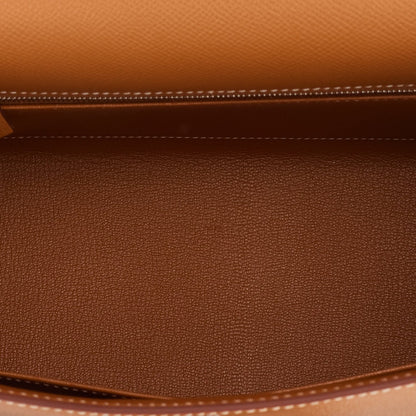 Hermes Kelly 28 Sellier Gold Epsom Palladium Hardware