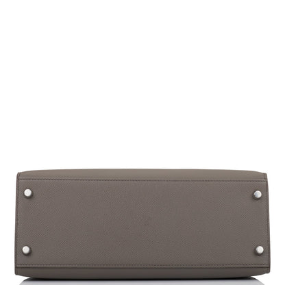 Hermes Kelly 28 Sellier Etain Epsom Palladium Hardware