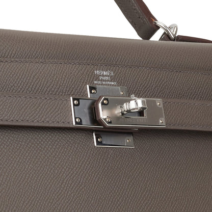Hermes Kelly 28 Sellier Etain Epsom Palladium Hardware