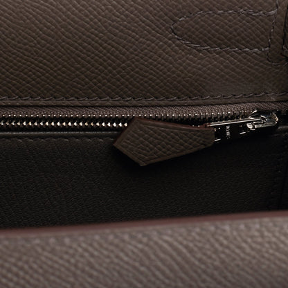 Hermes Kelly 28 Sellier Etain Epsom Palladium Hardware