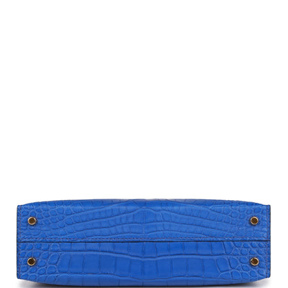 Hermes Kelly 20 Sellier Bleu Royal Matte Alligator Gold Hardware